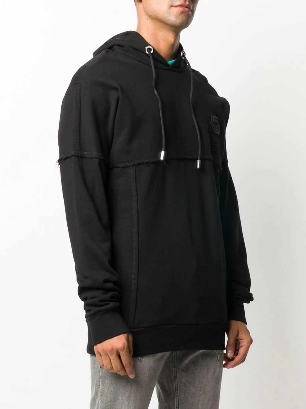 long sleeve raw edge sweatshirt - 3