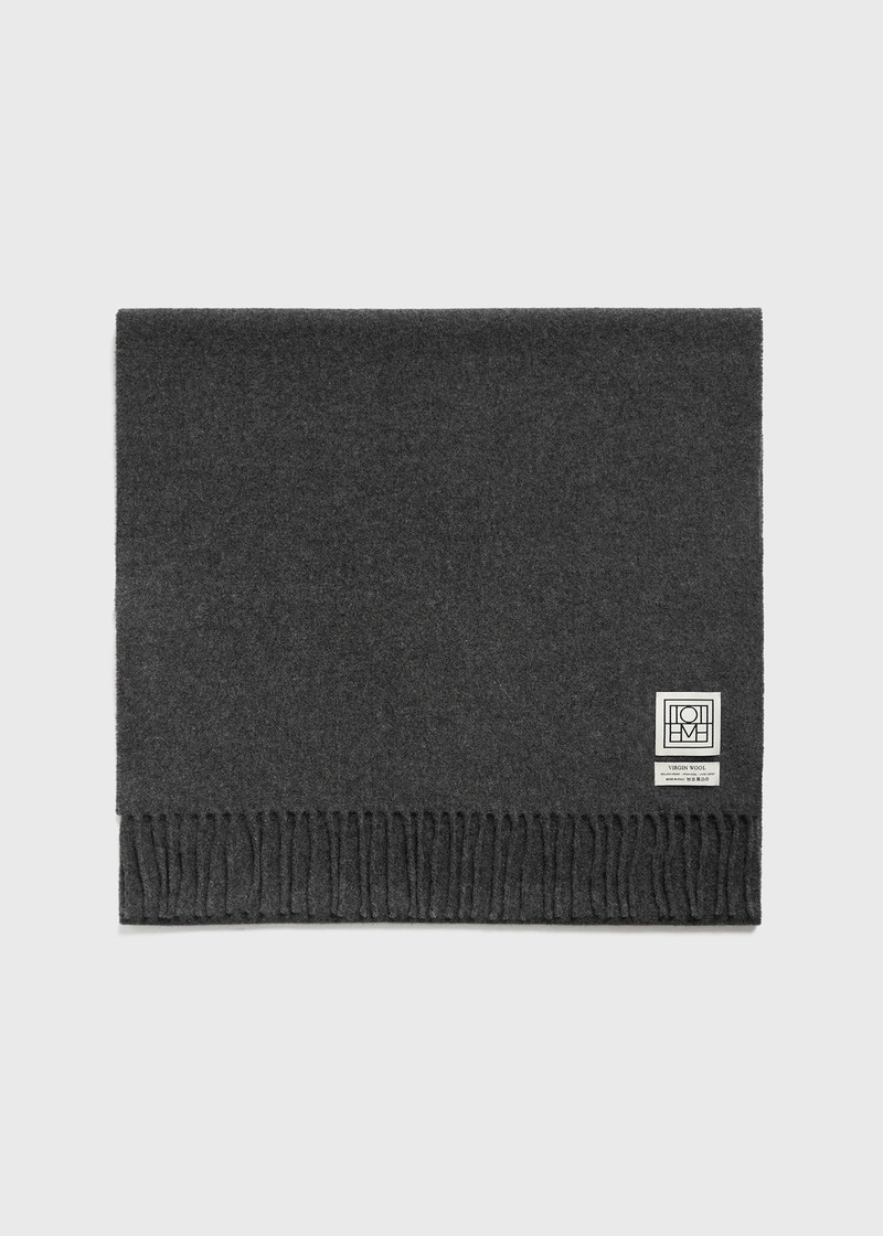 Classic wool scarf dark grey mélange 4