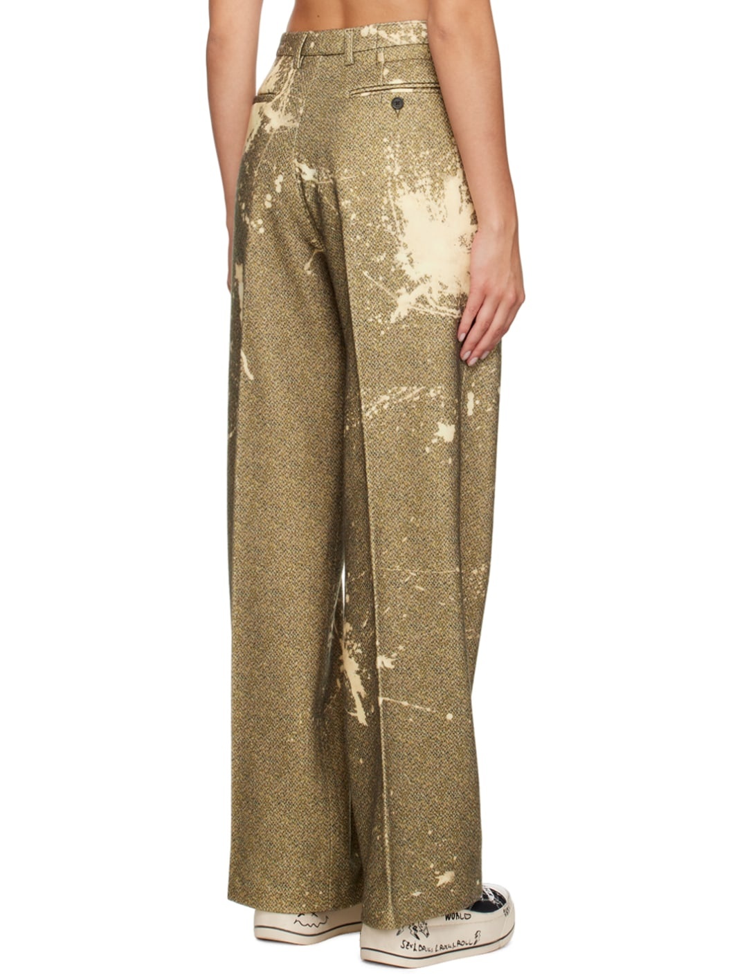 Khaki Wide-Leg Trousers - 3