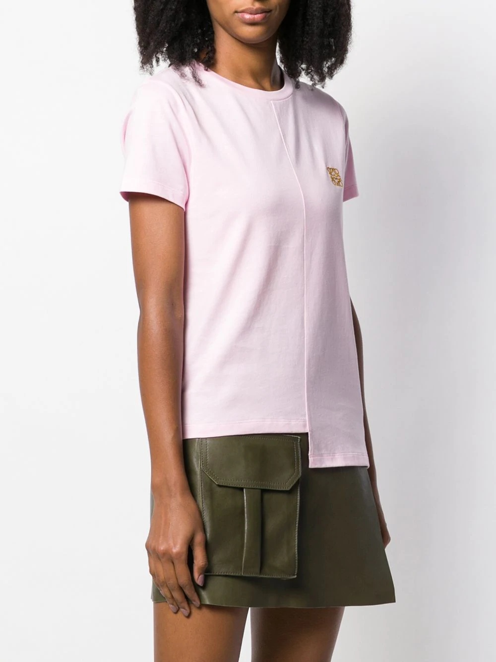 embroidered logo asymmetric hemline T-shirt - 3