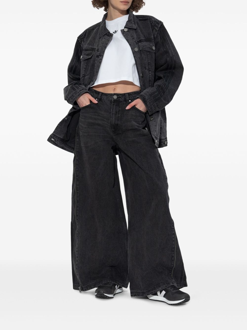 zip-detail wide-leg jeans - 2