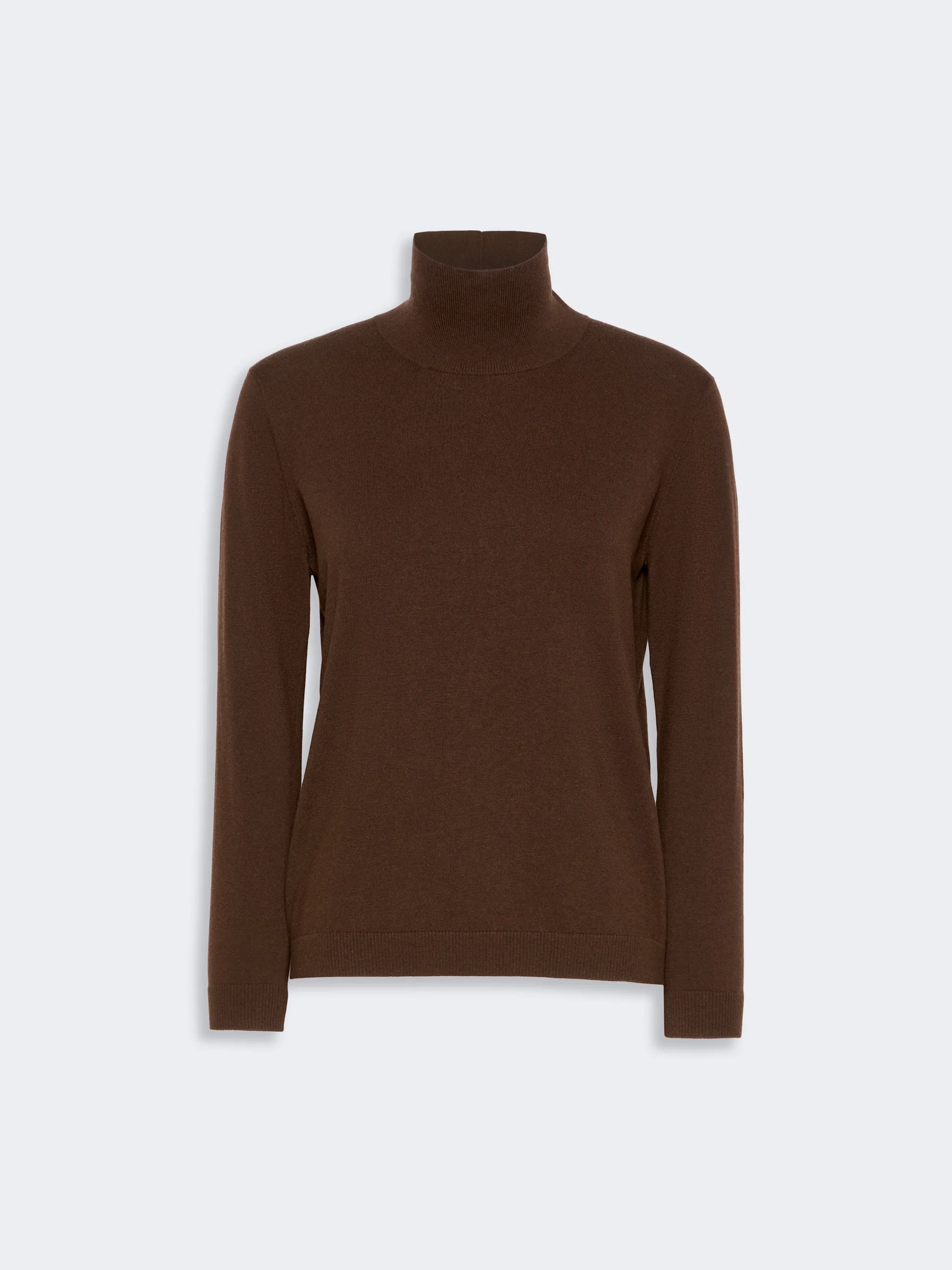 KIKU Wool and silk knit turtleneck - BROWN - 1