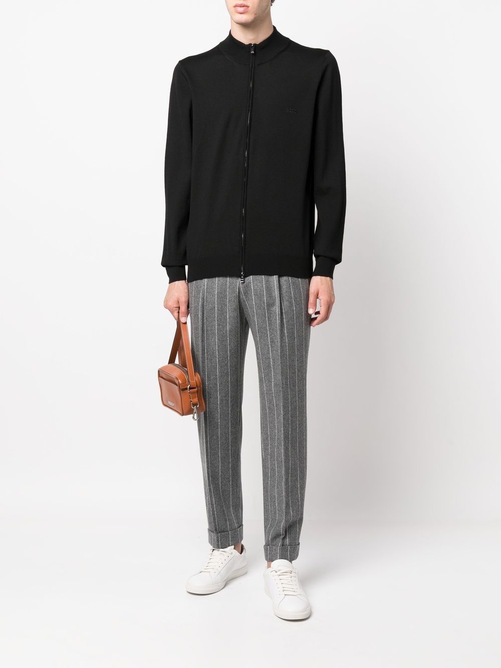logo-print zip-front jumper - 2