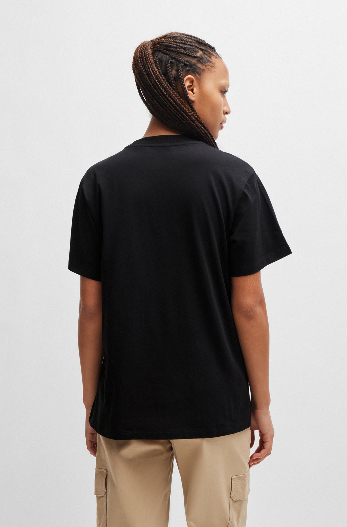 COTTON JERSEY T-SHIRT WITH CURVED LOGO - 4