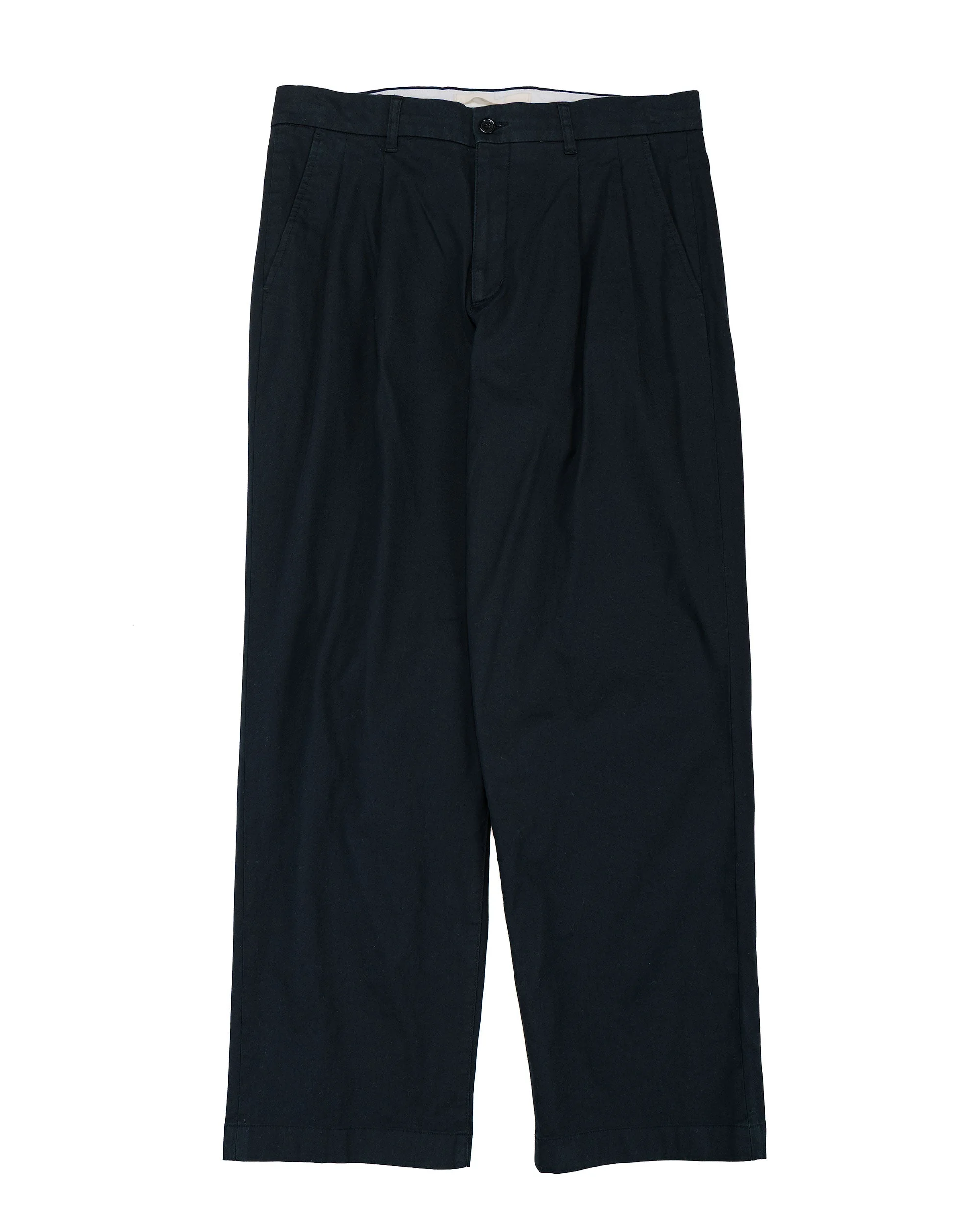 Hestur Relaxed Twill Pleated Trouser Black - 1