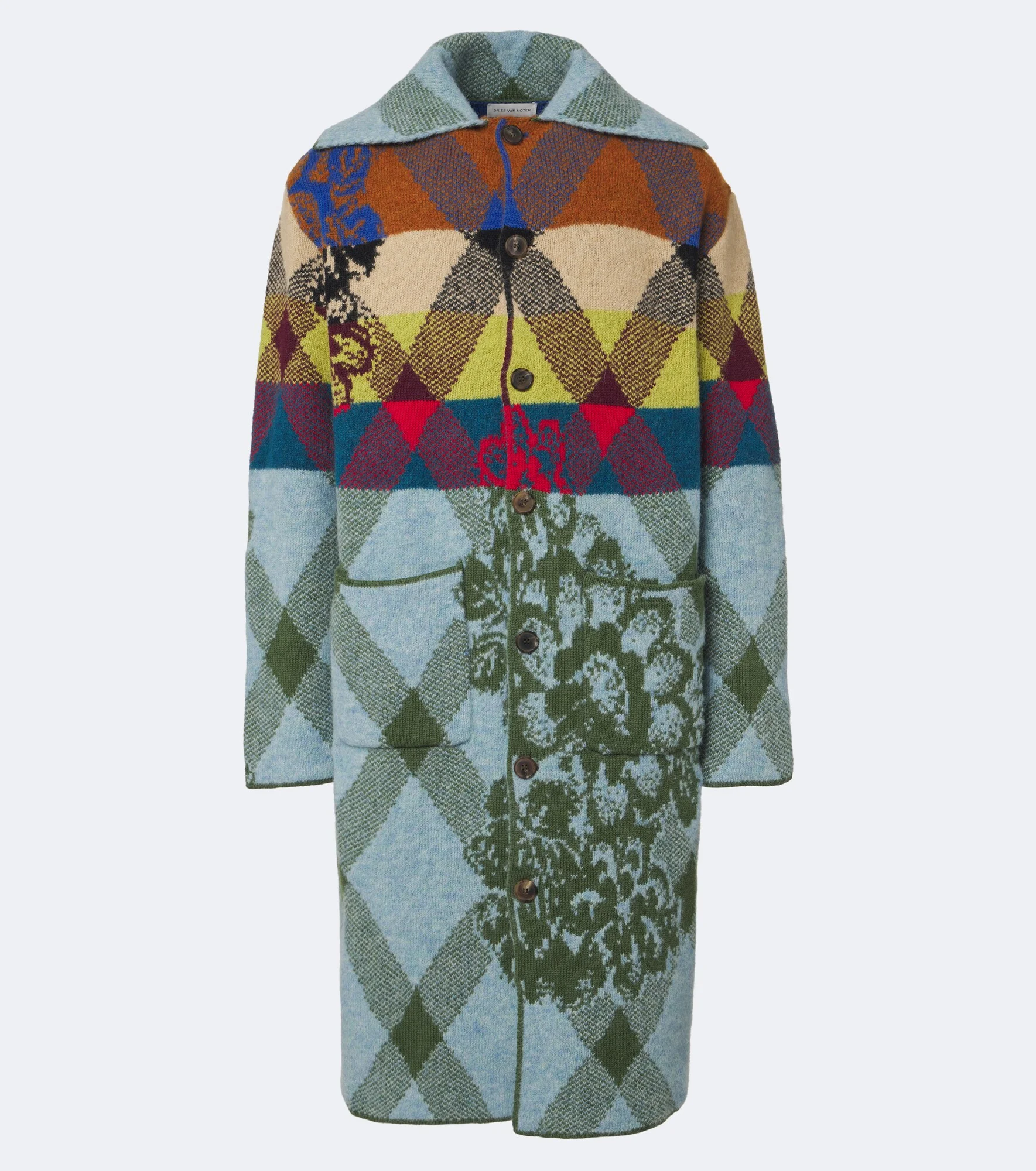 Patchwork wool and alpaca-blend long cardigan - 1