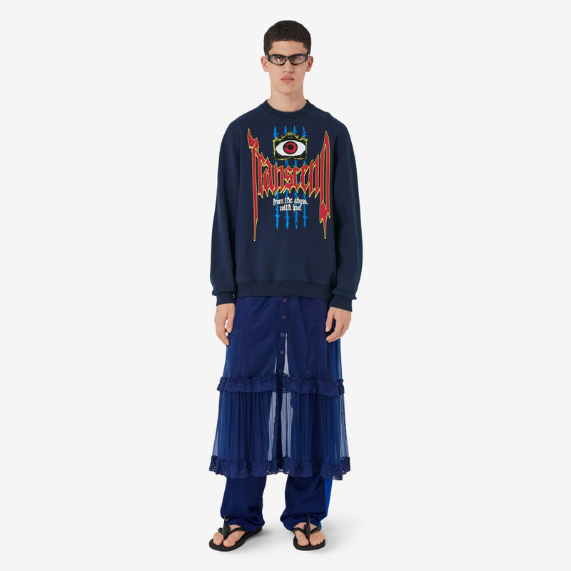 Burberry Slogan Print Cotton Oversized Sweatshirt outlook