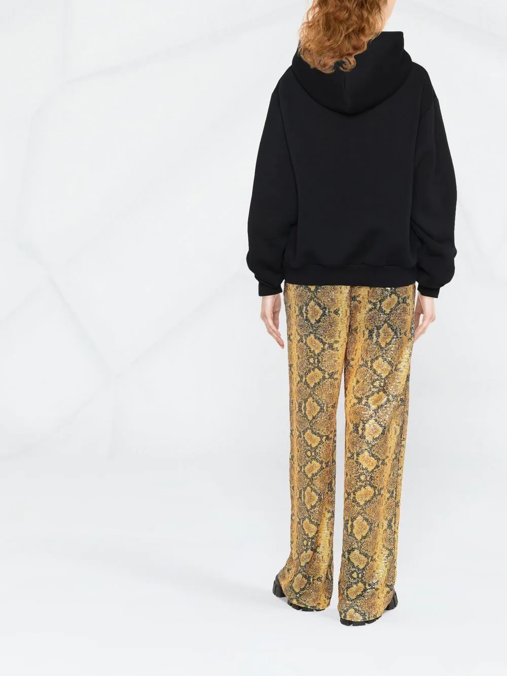 sequin-embellished snakeskin-print trousers - 4
