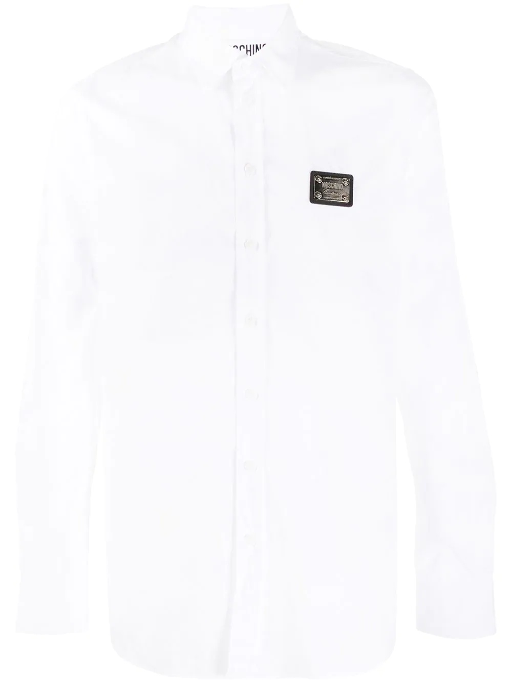 cotton shirt with silver logo plaque - 1