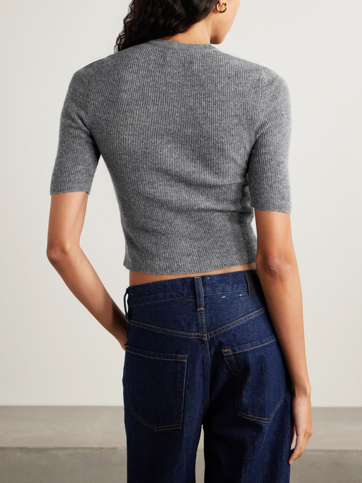 Tabitha ribbed wool and cashmere-blend cardigan Gray - 4