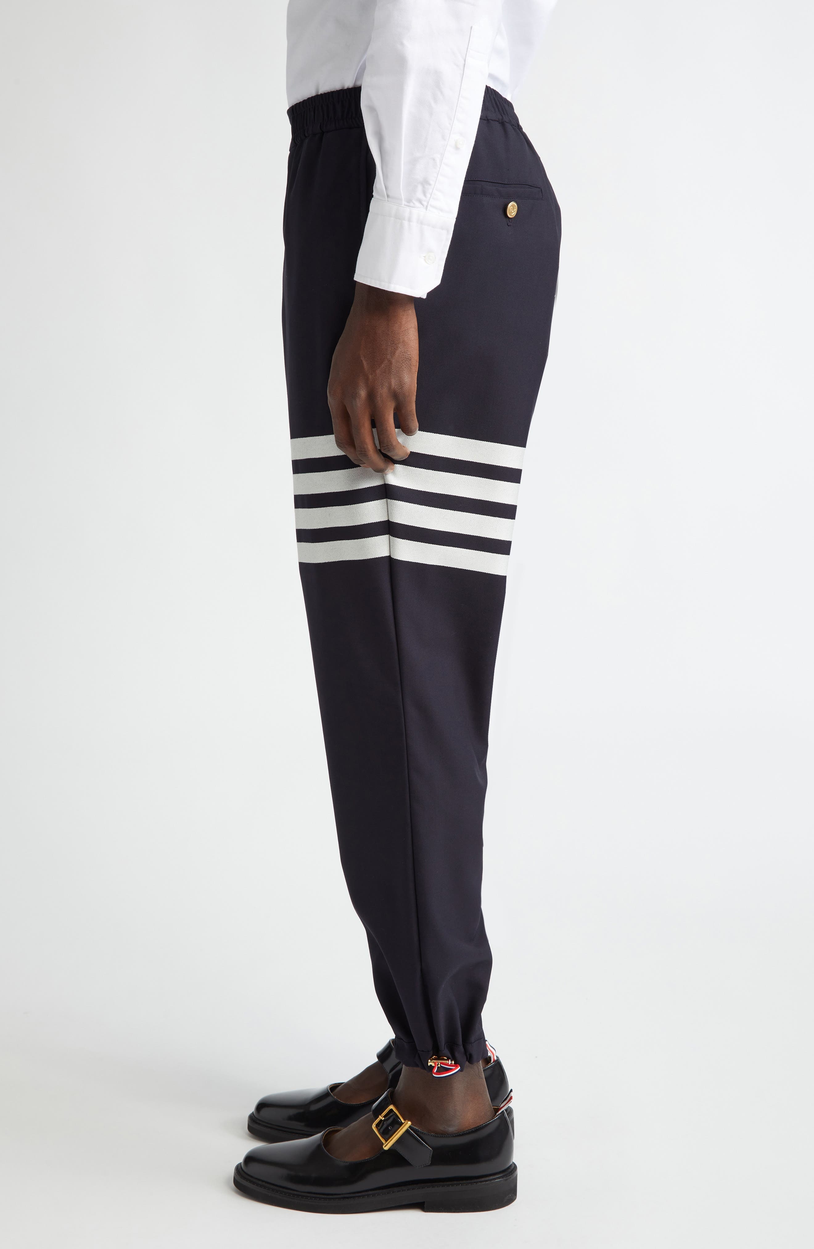 Thom Browne 4-Bar Wool Track Trousers in Navy at Nordstrom - 4