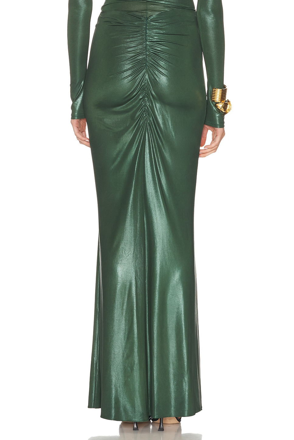 Coated Jersey Ruched Maxi Skirt - 4