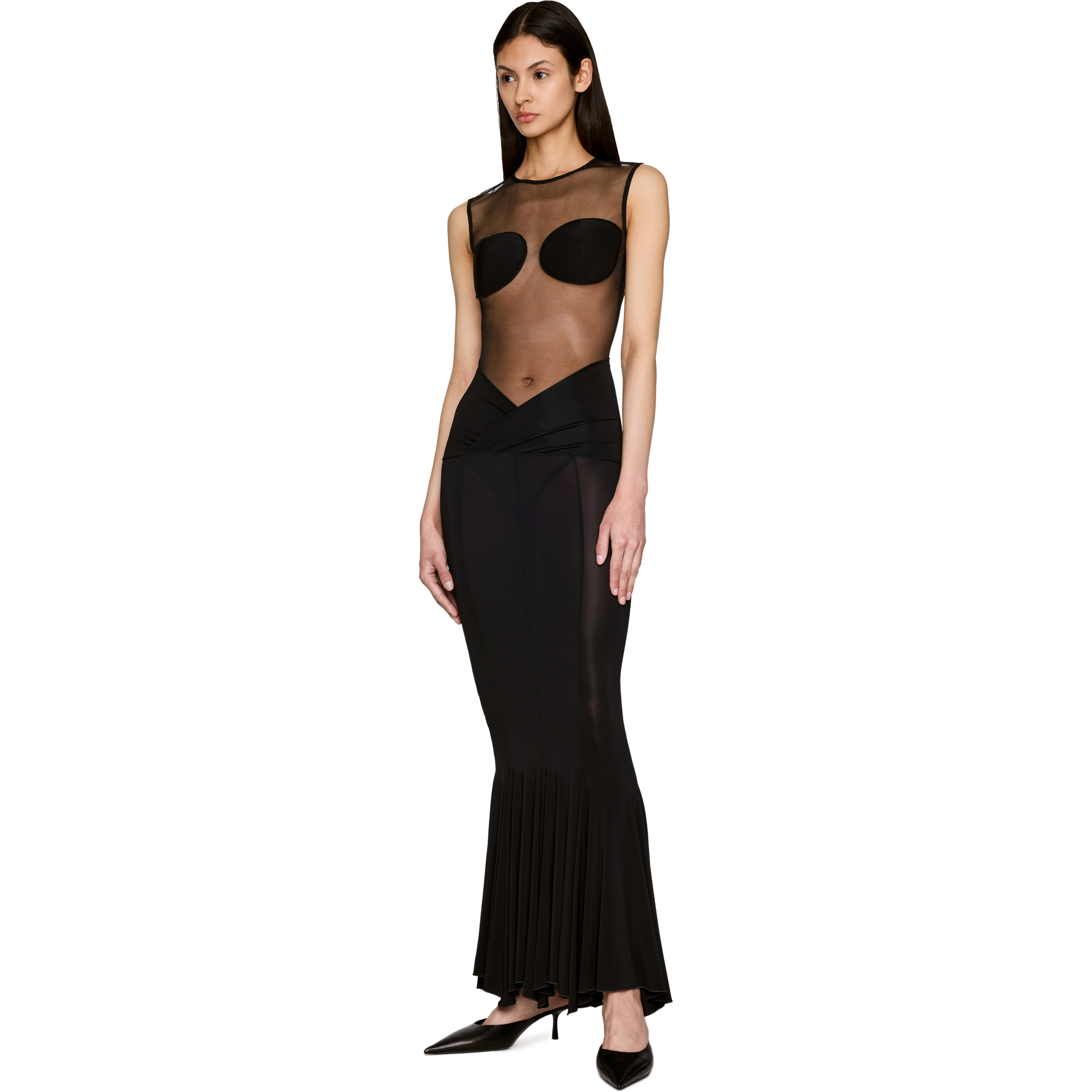 Yasmin V-Waist Flared Jersey Midi Skirt - 4
