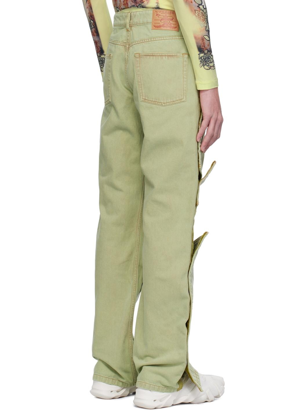 Green Velcro Multi Panel Jeans - 3