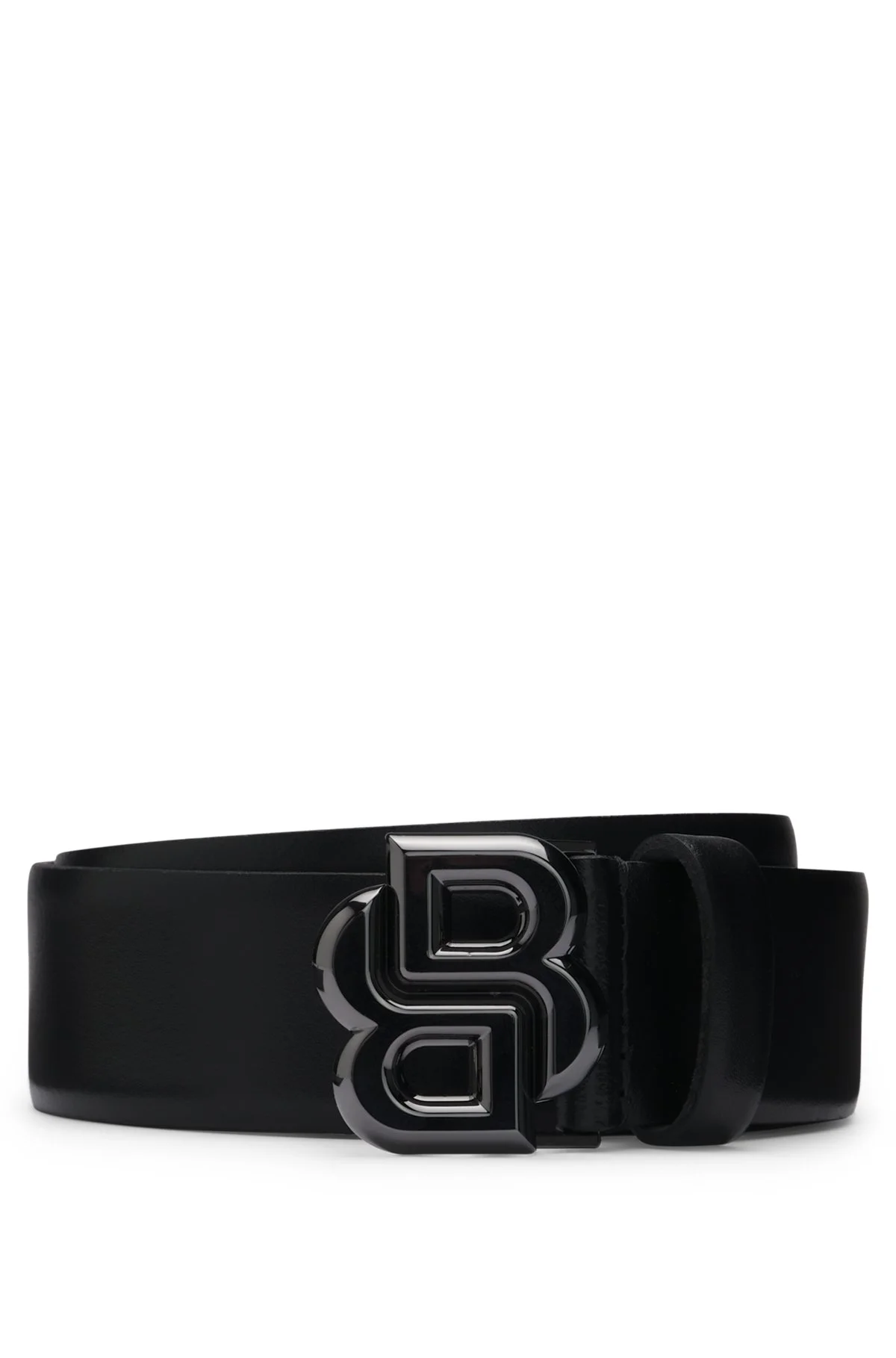 ITALIAN-LEATHER BELT WITH DOUBLE B MONOGRAM BUCKLE - 1