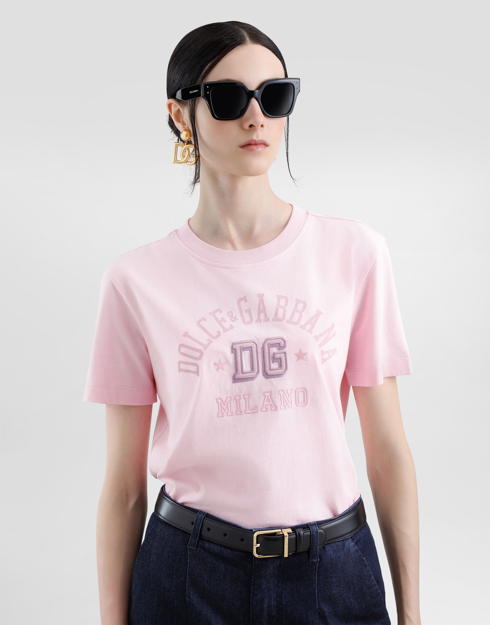 Oversize jersey T-shirt with raised DG logo embroidery - 5