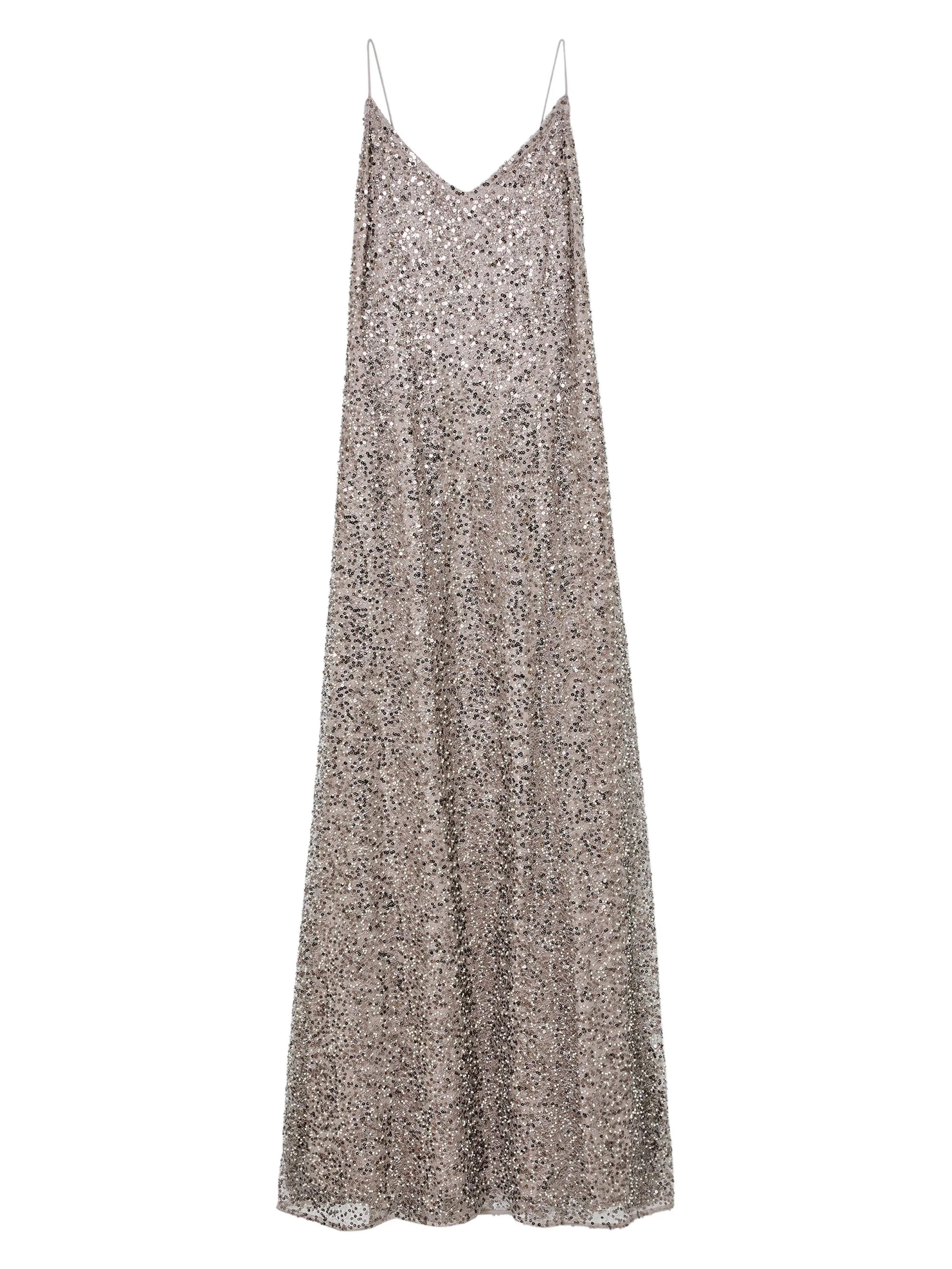 Women's Faye Sequined V-Neck Gown - Silver - 1