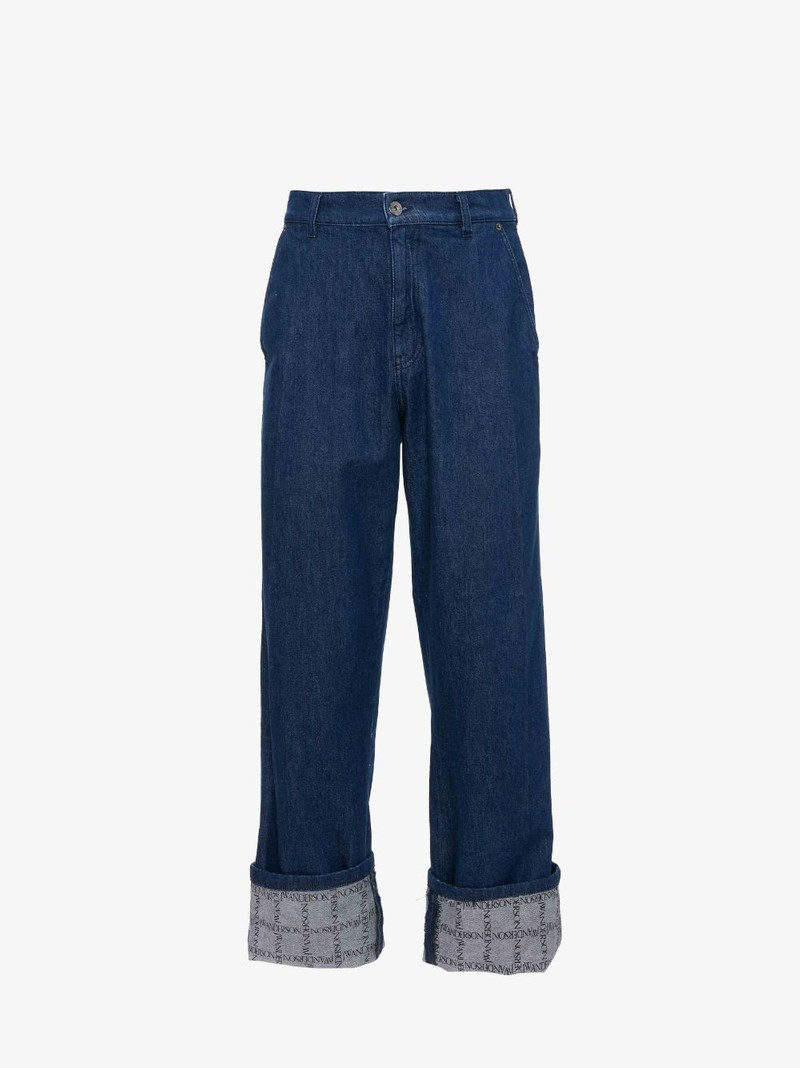 LOGO GRID TURN UP 작업복 JEANS - 1