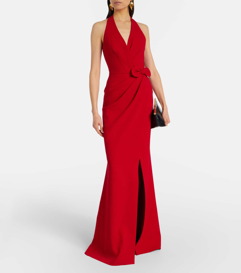 ELIE SAAB Bow-detail halterneck silk-blend cady gown outlook