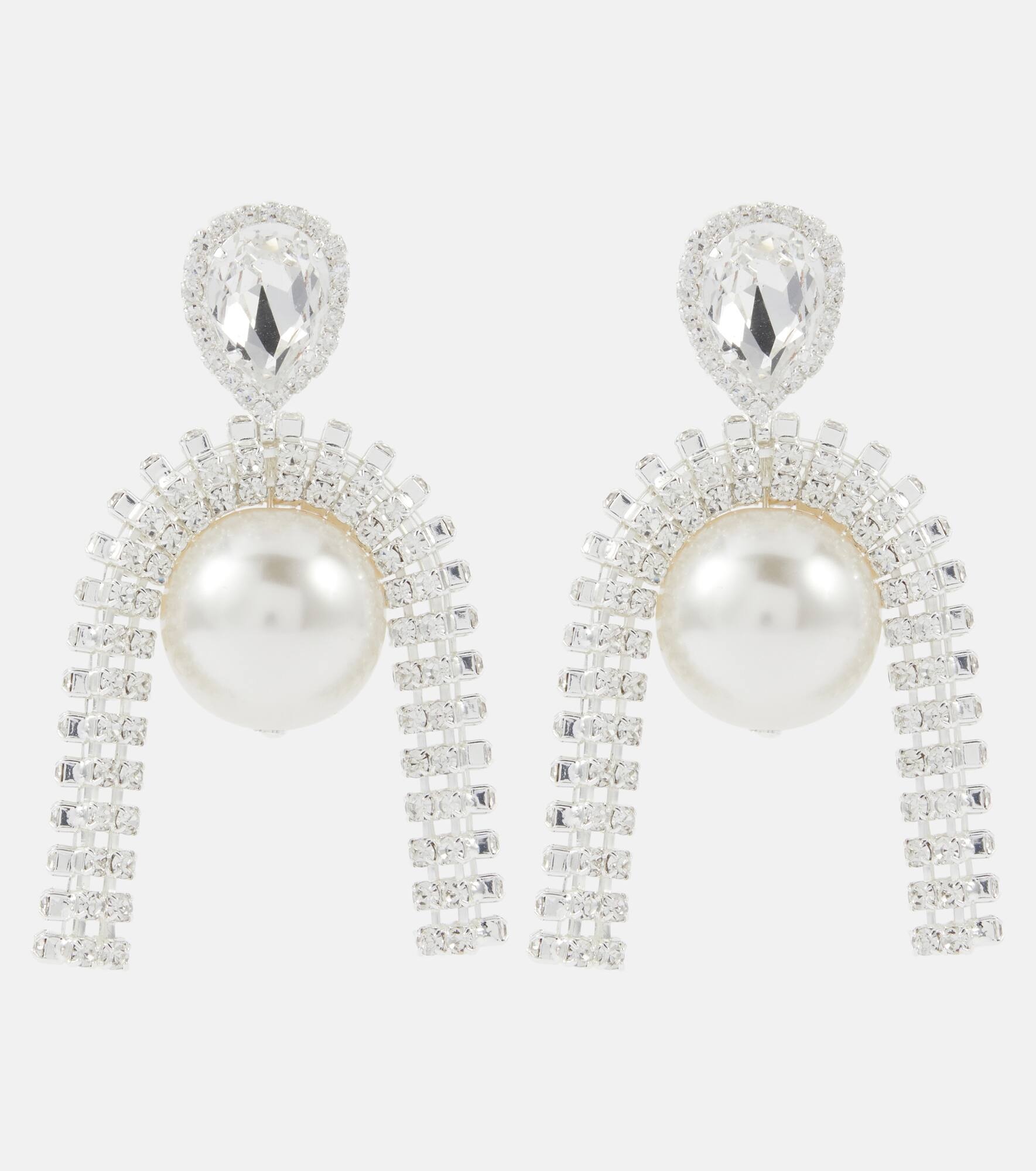 Pearl and crystal-embellished earrings - 1