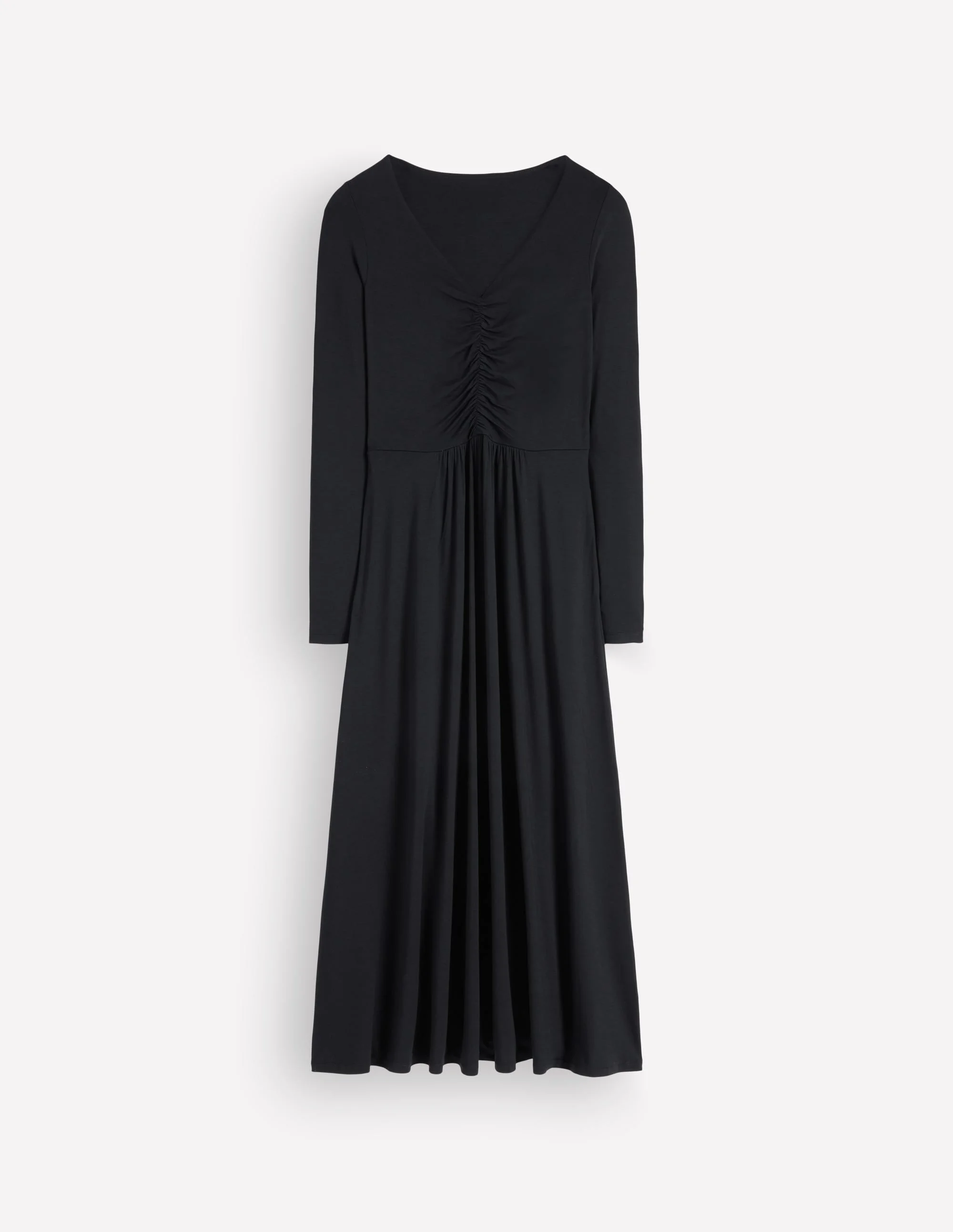 Jasmine Ruched Jersey Dress-Black - 1