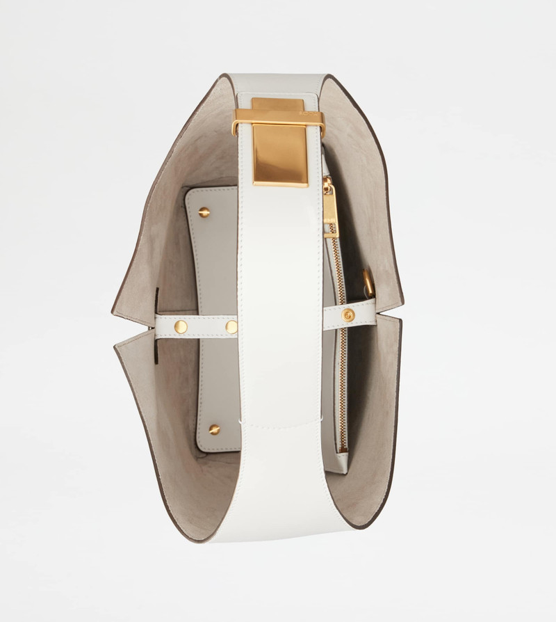 TOD'S DI BAG FOLIO SHOULDER BAG IN LEATHER SMALL - WHITE 5
