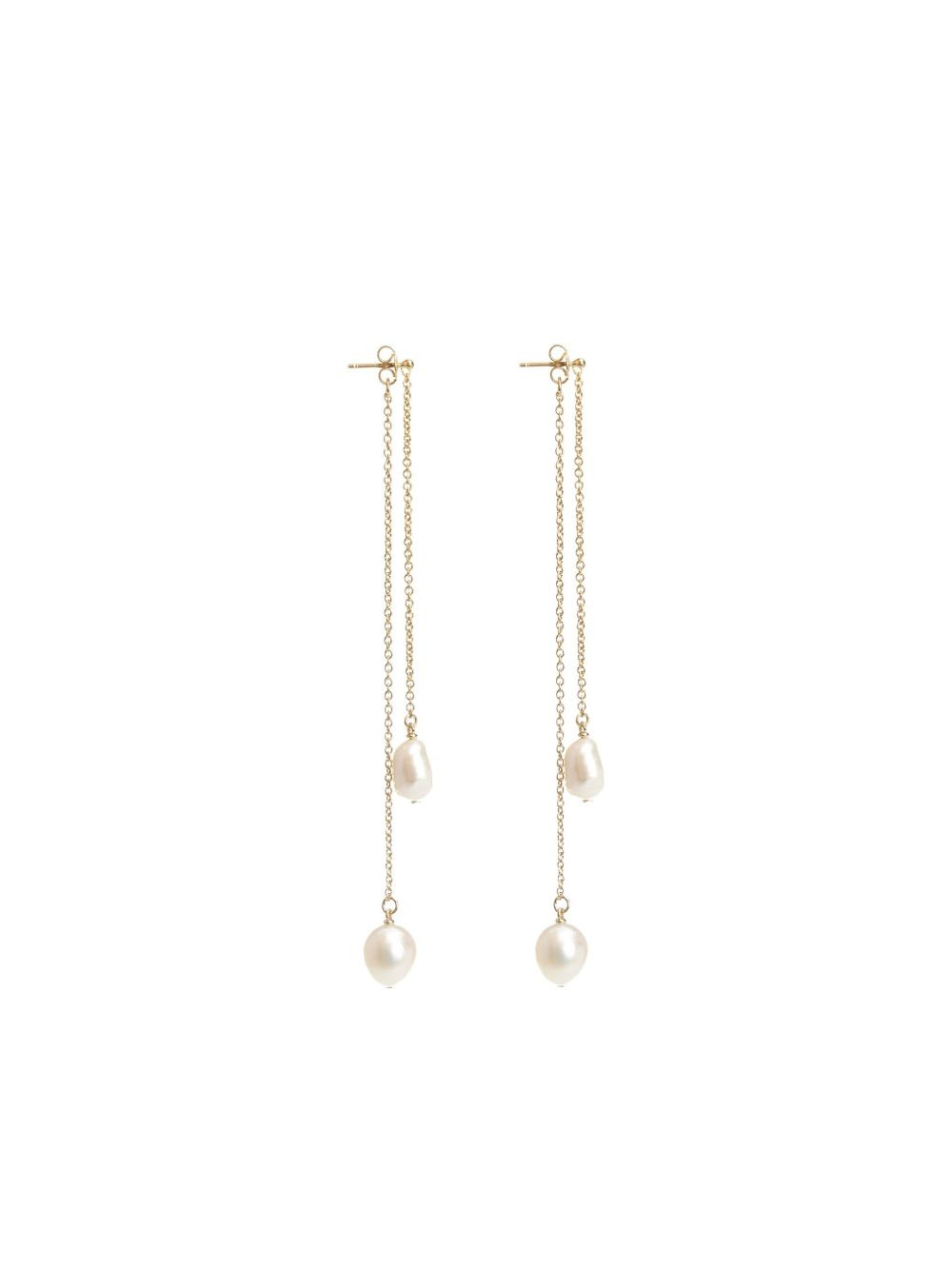 pearl-drop chain earrings - 2