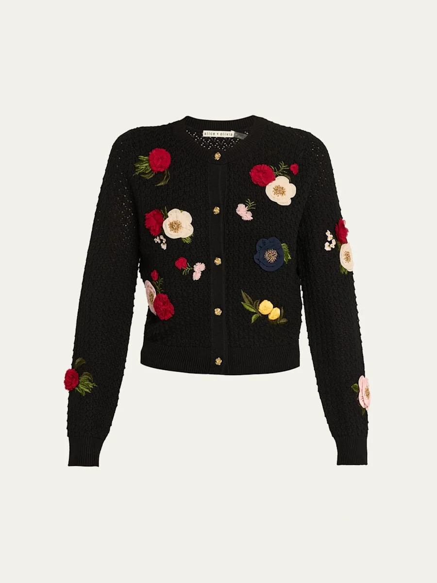 Dollie Floral Crewneck Cardigan - 1
