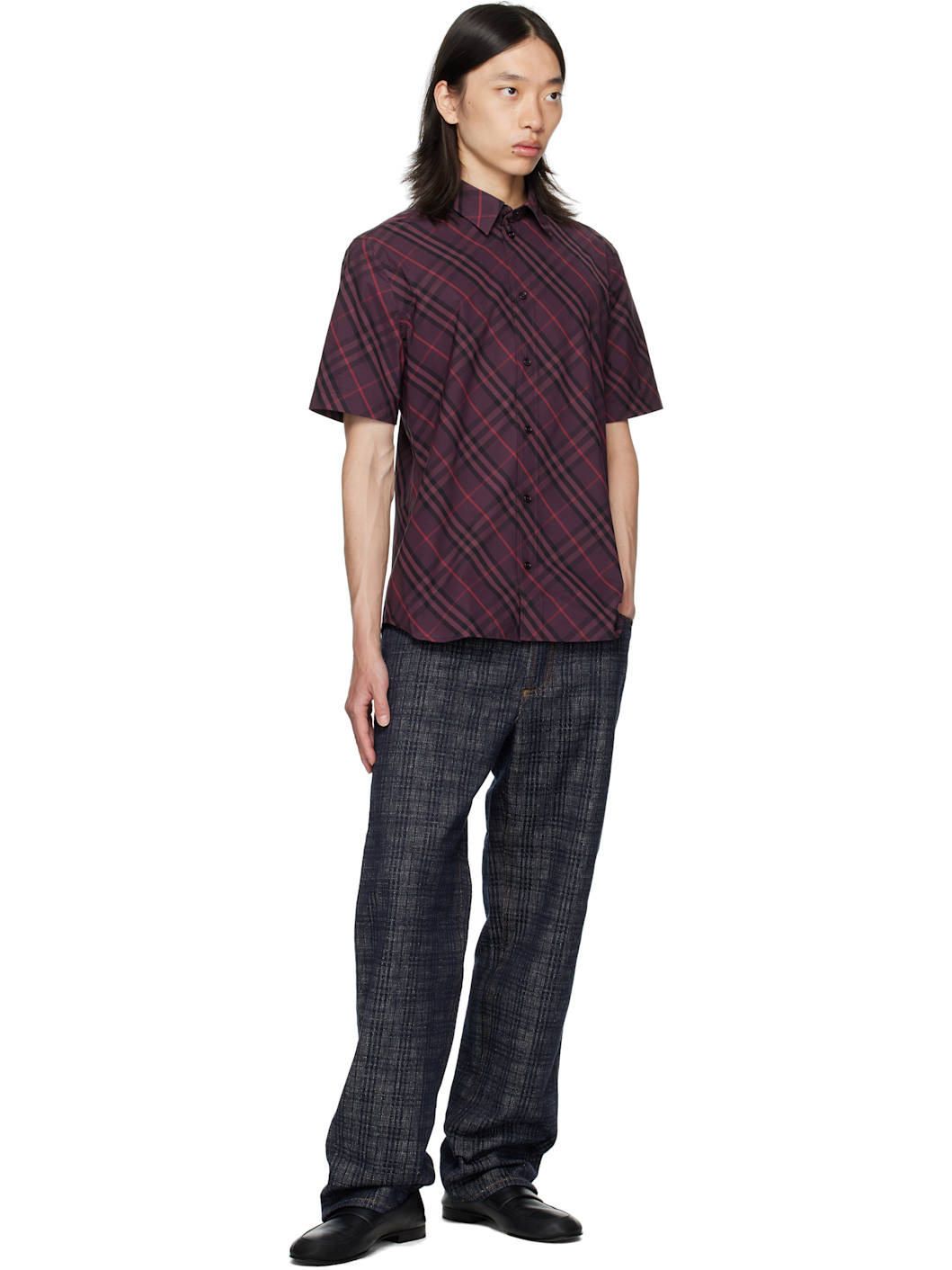 Purple Robert Check Short Sleeve Shirt - 4