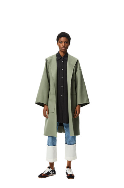 Loewe Hooded belted coat in wool and cashmere outlook