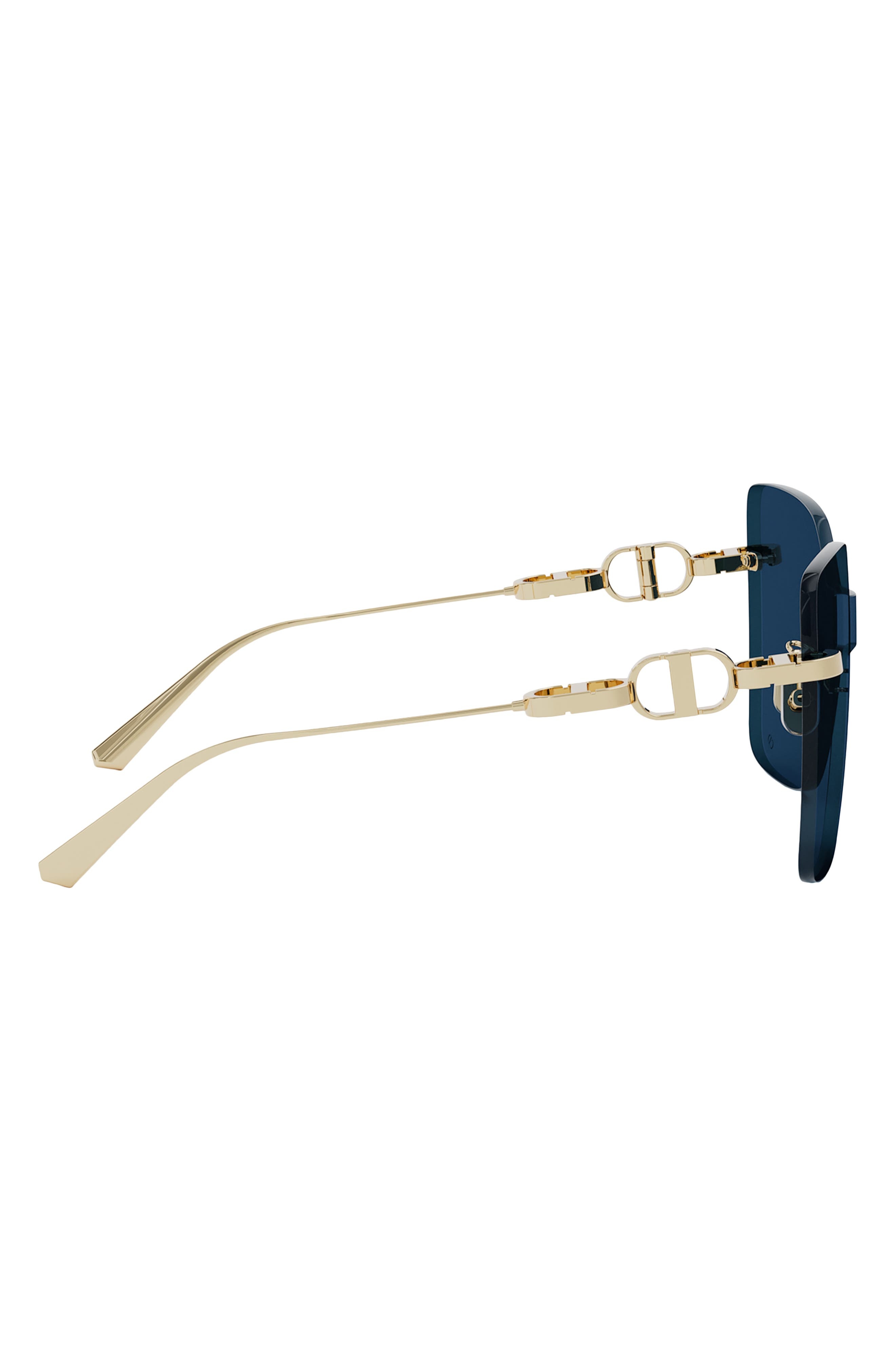 DIOR CD Chain M1U Mask Sunglasses in Shiny Gold Dh /Blue at Nordstrom - 6