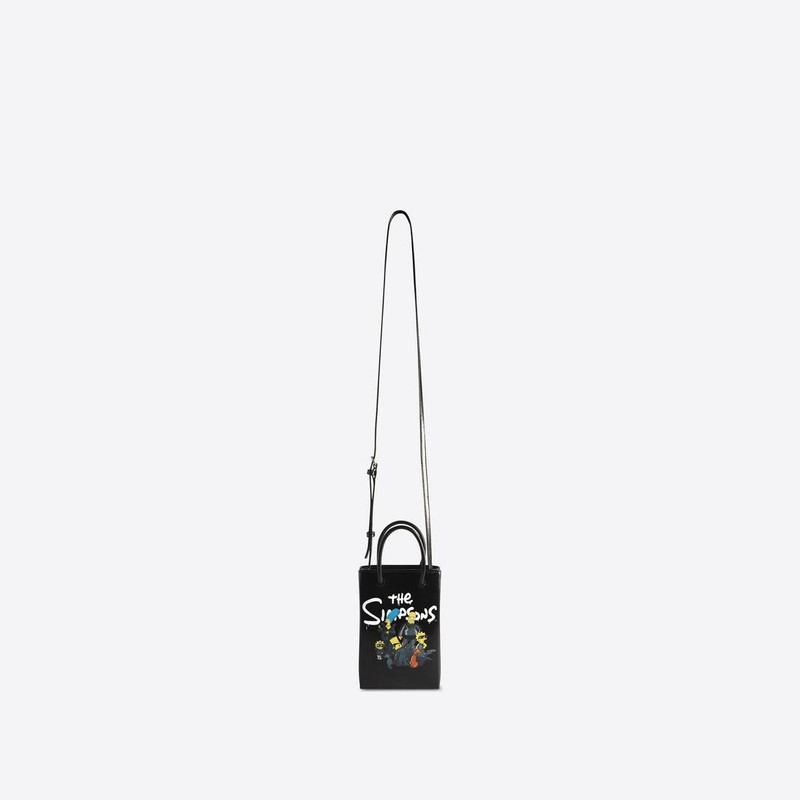 The Simpsons Tm & © 20th Television Mini Shopping Bag In Shiny Box Calfskin in Black 4