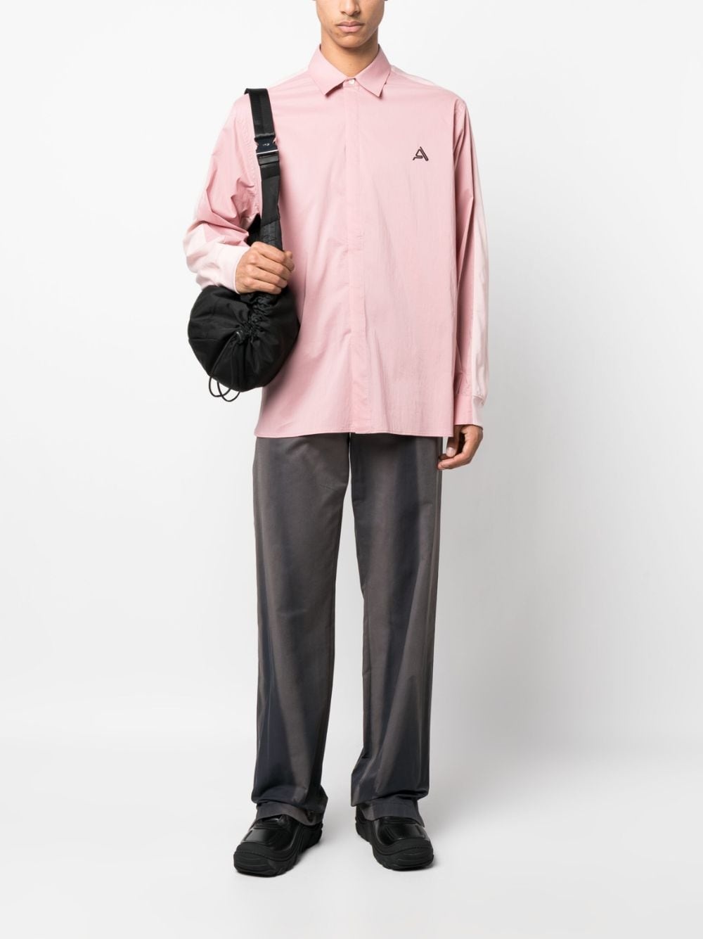 logo-embroidered cotton shirt - 2