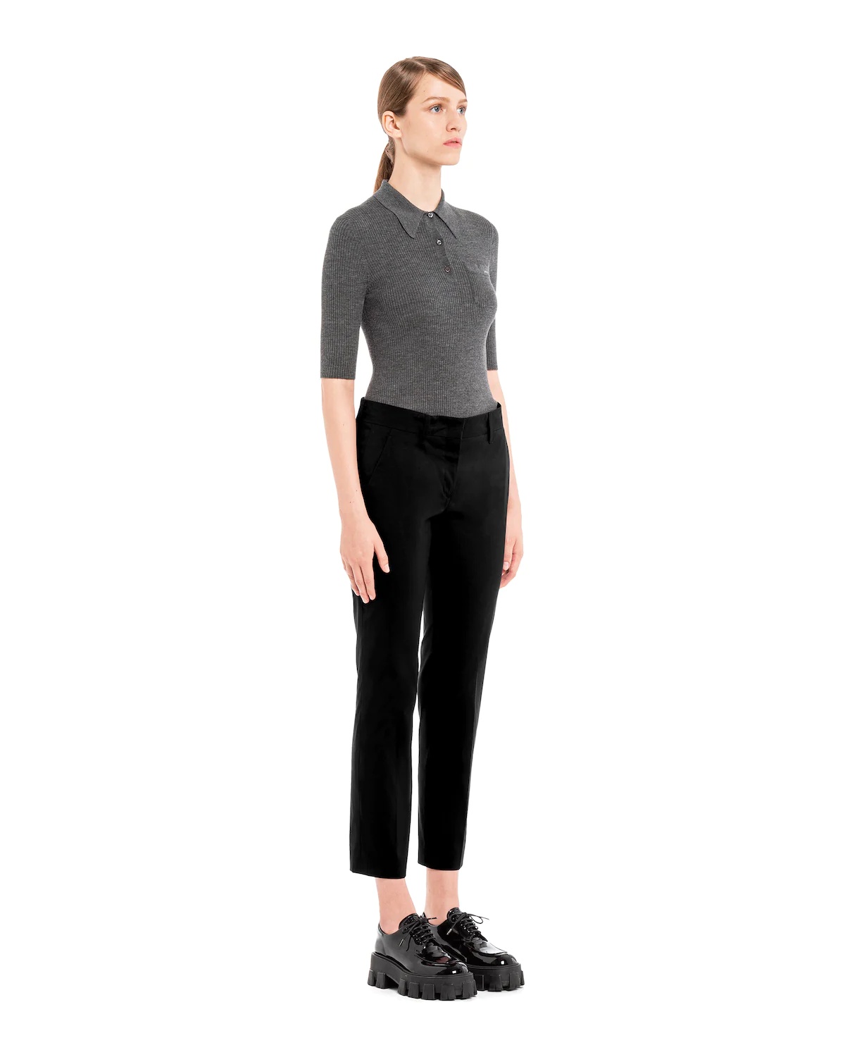 Stretch cotton poplin trousers - 3