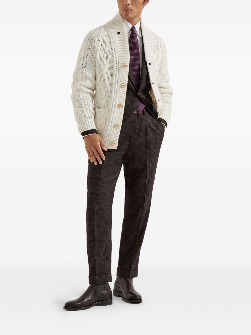 pleated wool-cashmere blend trousers - 2