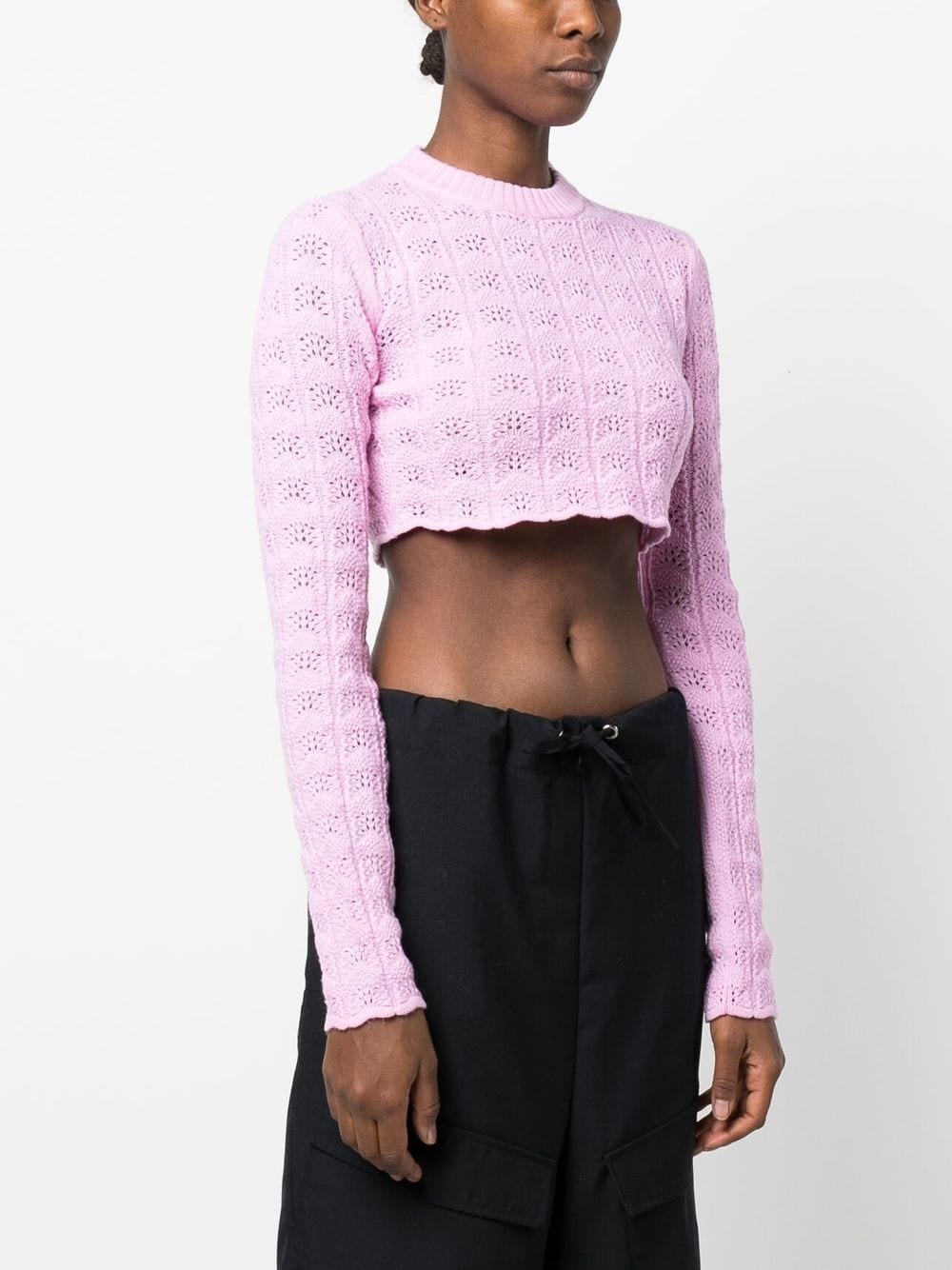 pointelle-knit cropped jumper - 3