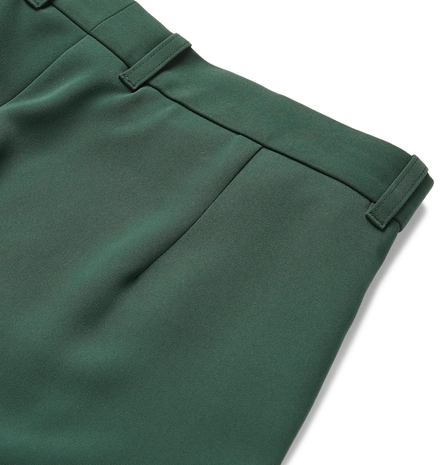 Bottle-Green Wide-Leg Twill Trousers - 6