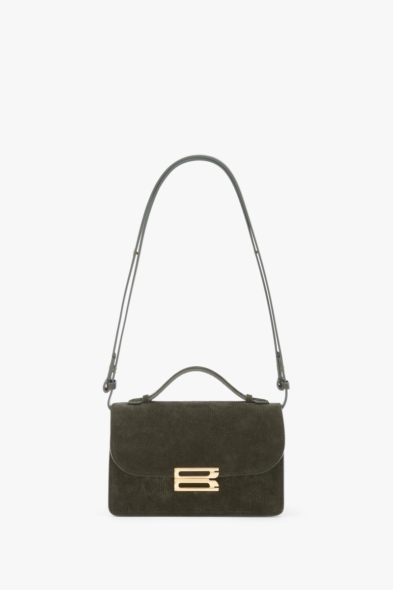 Mini Dorian Bag In Dark Olive Stripe Embossed Suede 1