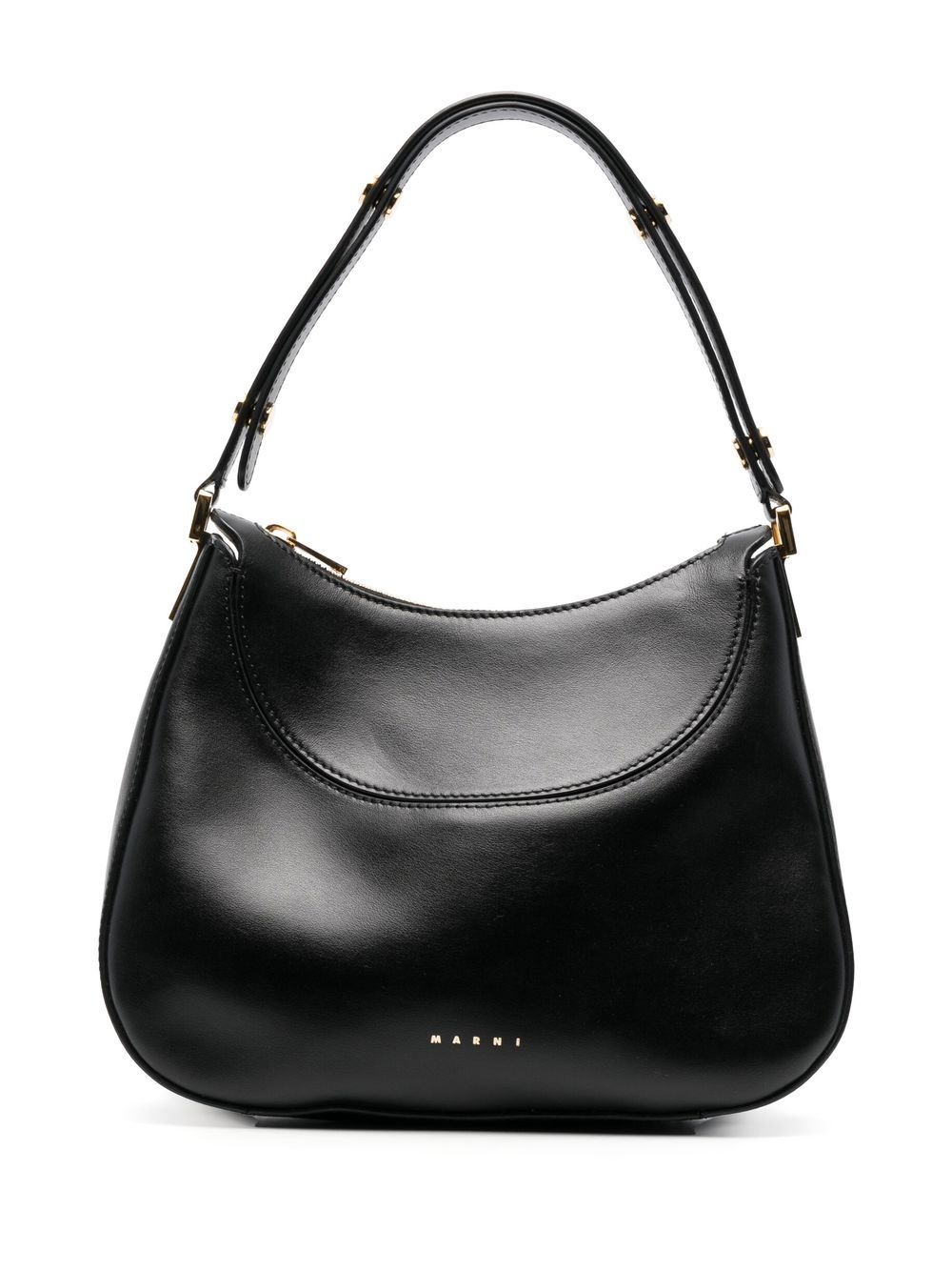 seam-detail leather shoulder bag - 1