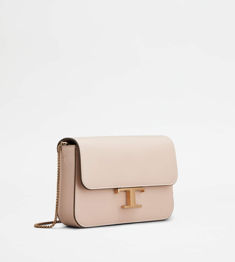 Tod's T TIMELESS FLAP BAG IN LEATHER MICRO - PINK outlook
