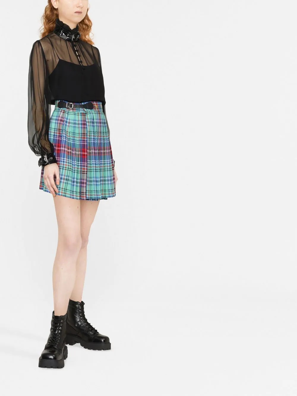 buckle-collar chiffon blouse - 3