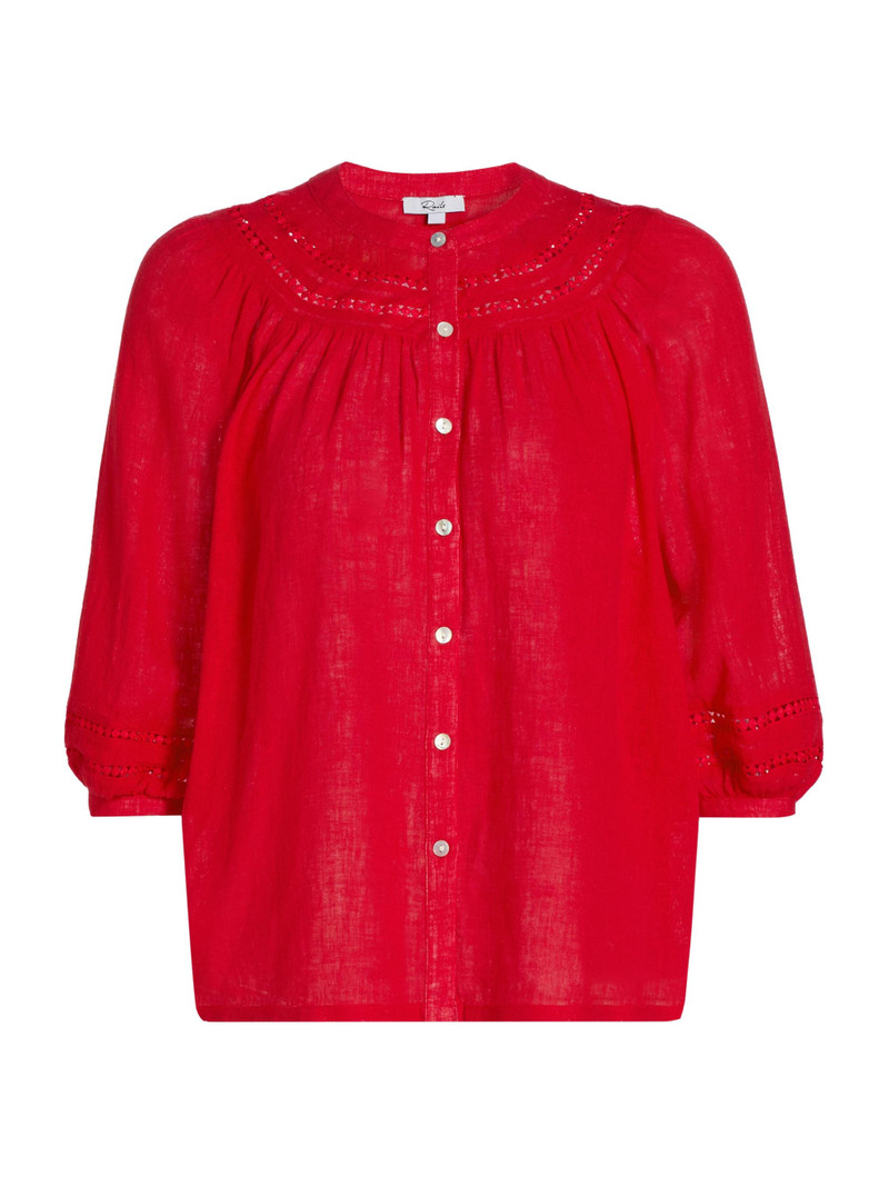 Women's Theia Linen-Blend Top - Tomato 1