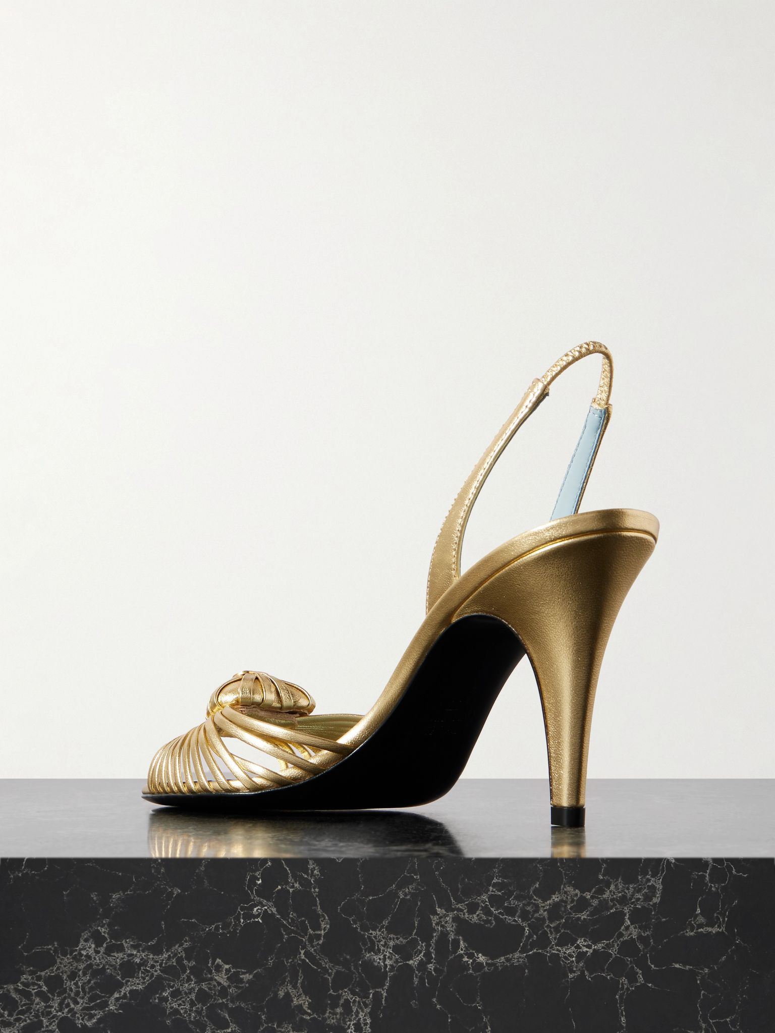 Royal 85 embellished metallic leather slingback sandals Gold - 3