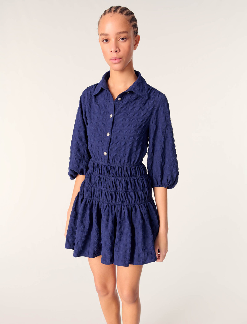 Short satin-effect pleated dress 5
