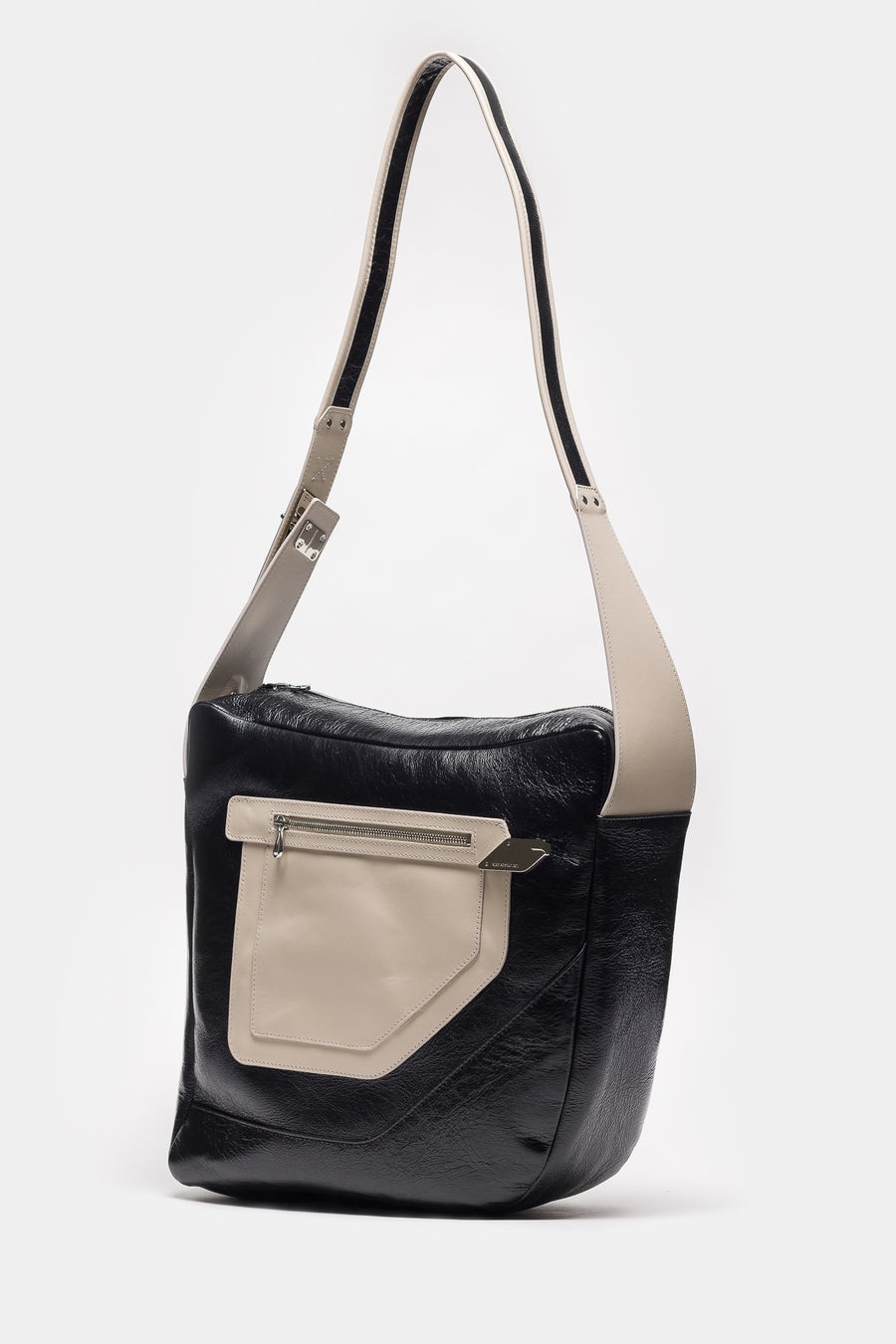 Deultum Leather Bag in Black/Beige - 2