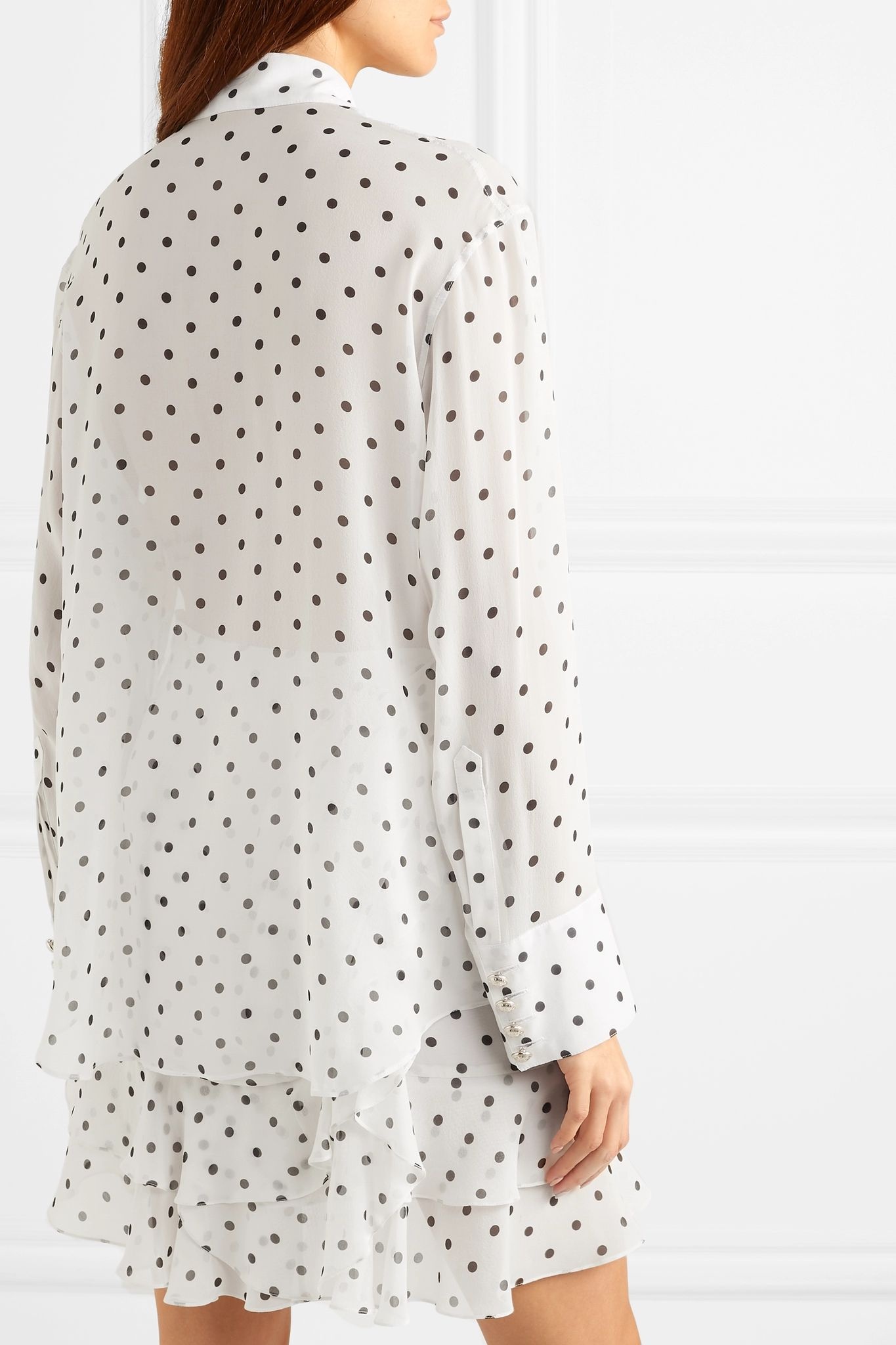 Polka-dot silk-georgette blouse - 4