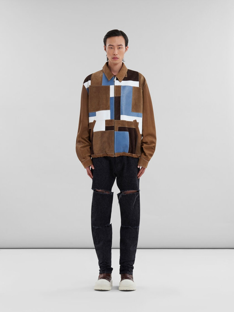Marni BROWN SUEDE AND LEATHER PATCHWORK JACKET outlook