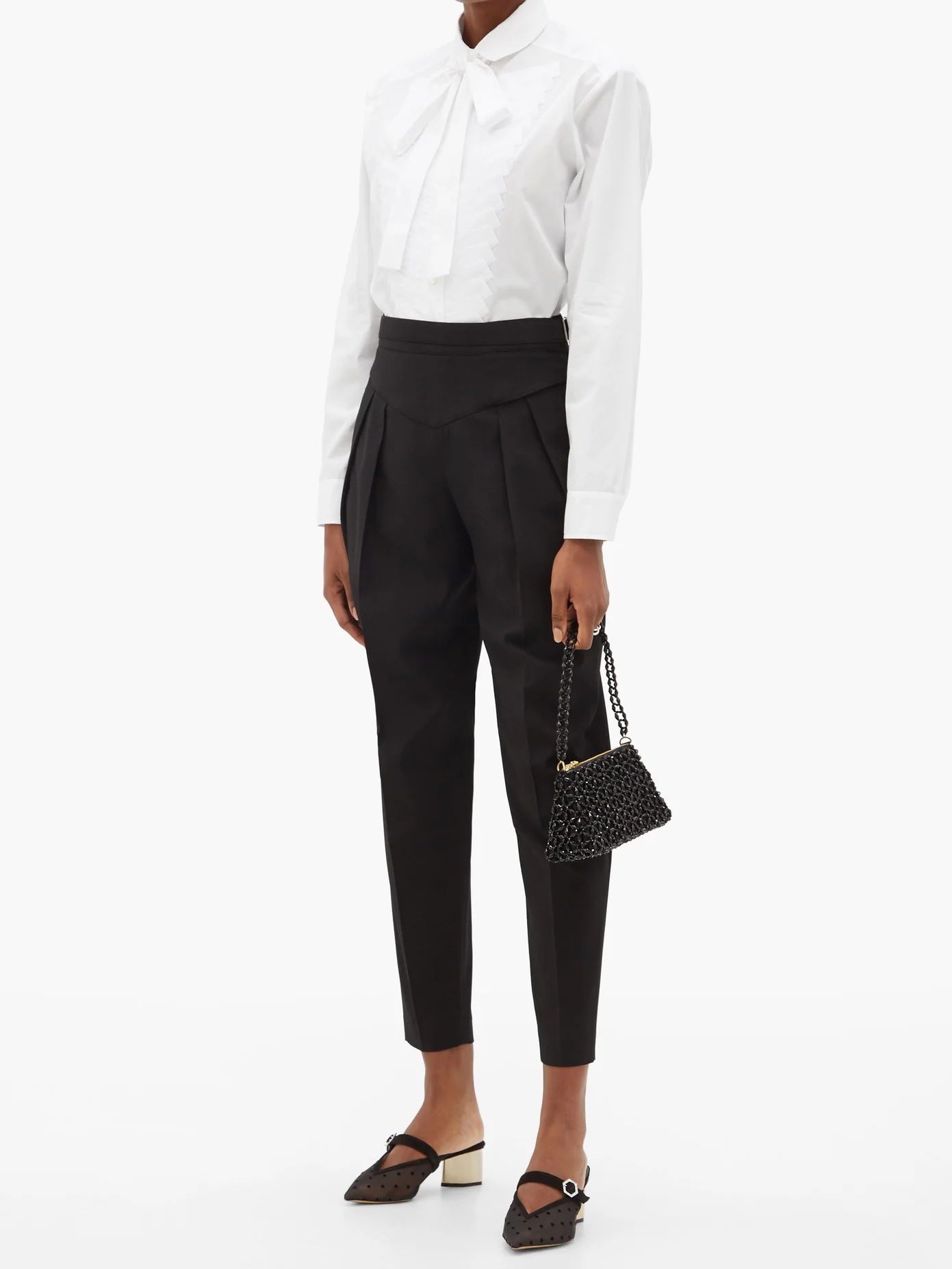 High-rise pleated crepe trousers - 2