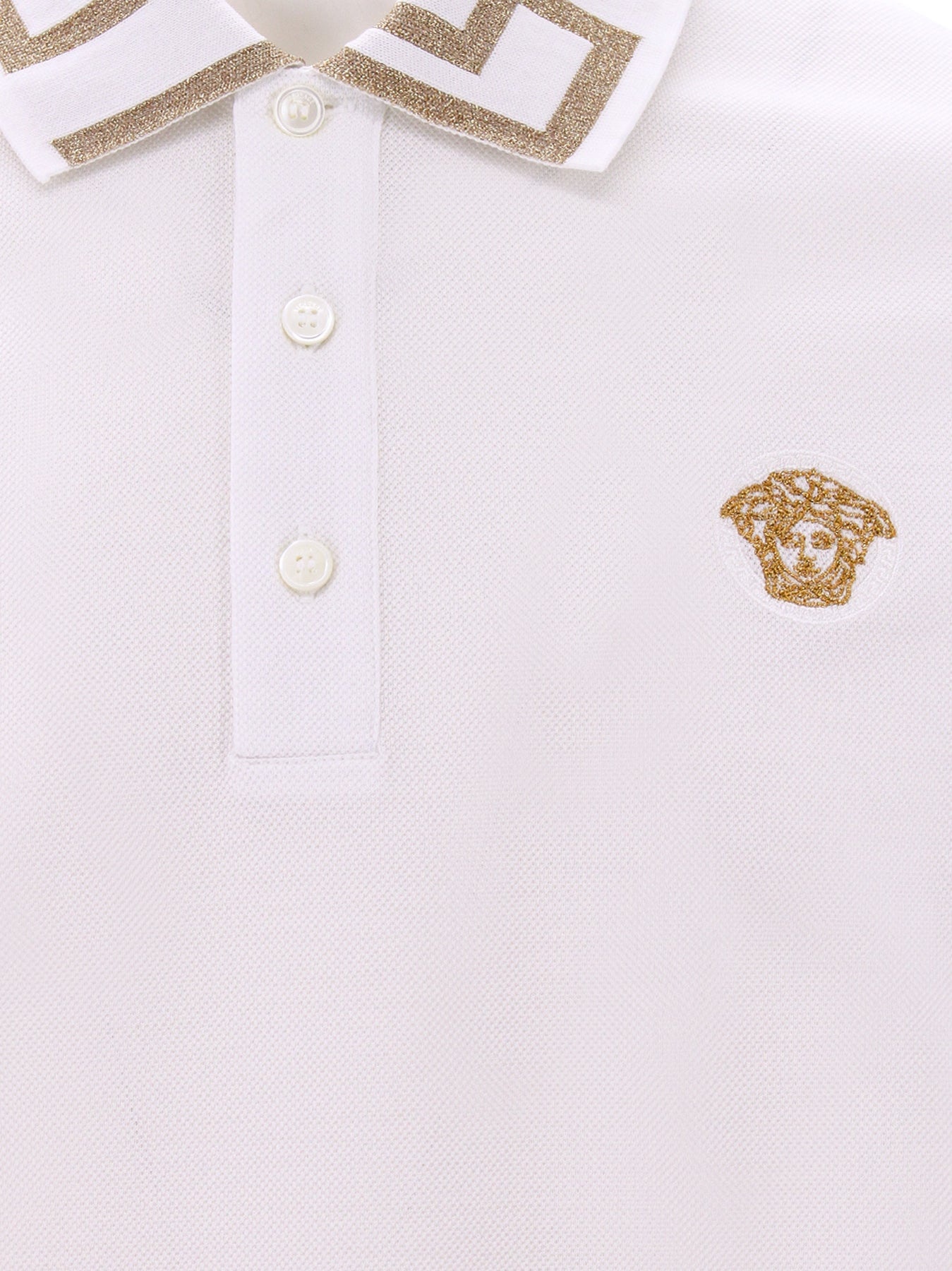 Cotton polo shirt with Medusa patch - 3