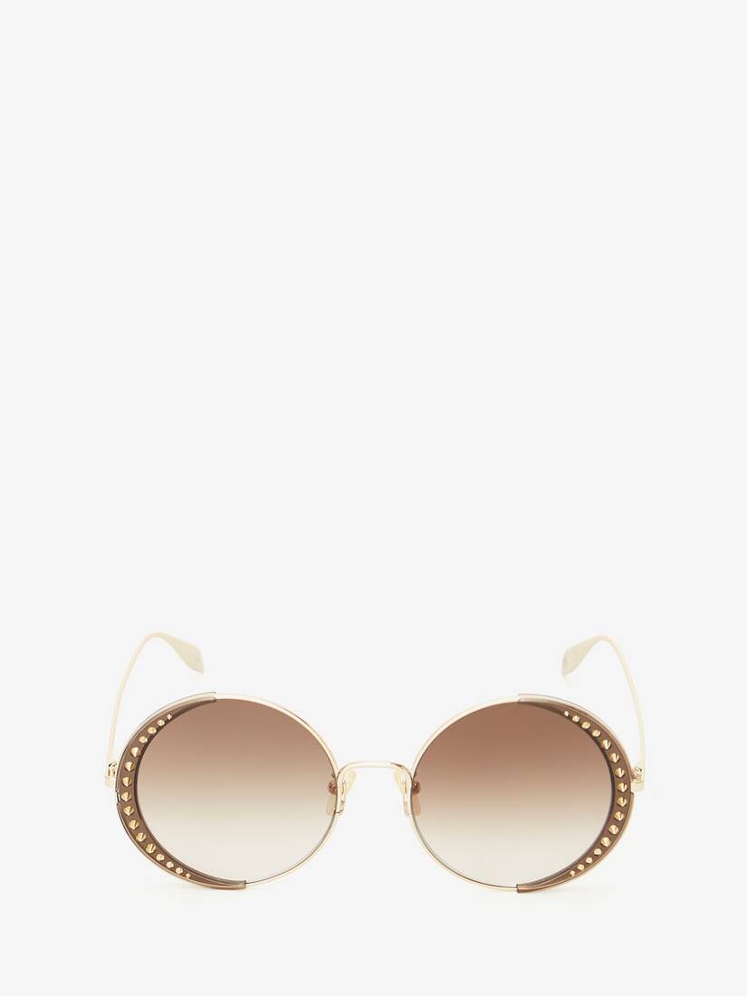 Studded Lens Round Sunglasses in Gold/brown - 1